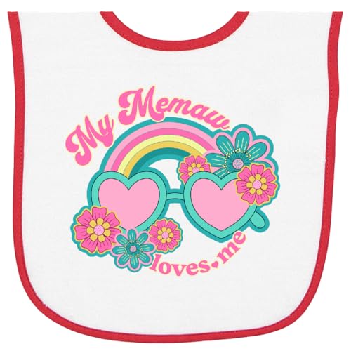 inktastic My Memaw Loves Me Grandchild Rainbow Baby Terry Cloth Bib