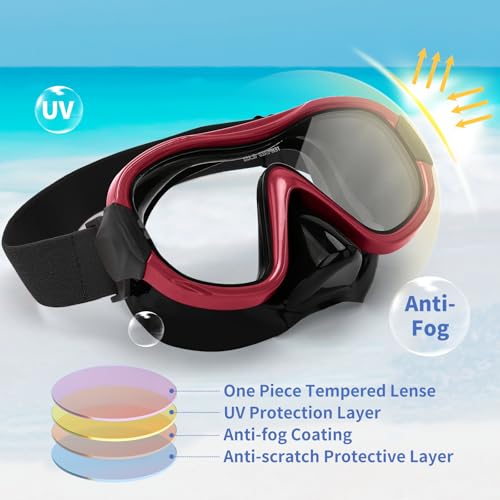 Image of Diving Mask , Professional Anti-Fog Snorkel Goggles, Anti-Leak Swim Mask with Soft Adjustable Strap & Mesh Bag, Earplug