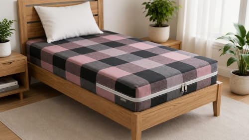 Image of LEEBA 100% Pure Cotton Single Bed Mattress Protector with 360 Zip Enclosure (72x36) 4-6 inch Thickness- Heavy Duty Zippered Mattress Cover, Dustproof, Breathable & Machine Washable (Multicolor)
