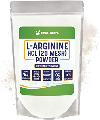 XPRS Nutra L-Arginine HCL Powder - Premium Nitric Oxide L-Arginine Powder - Supports Cardiovascular Health and Blood Flow - Vegan Friendly Bulk Arginine Powder (16 oz)