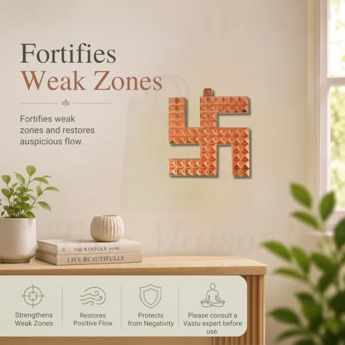 Image of Copper Swastik (卐) Sathiya Wall Hanging Yantra | 3 Inch | Vastu Door Hanging for Good Luck & Auspicious Energy | Decorative Home Decor Symbol for Positive Vibes