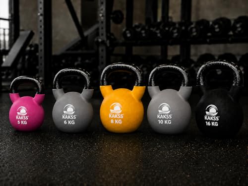 Image of Kakss Half Coating Neoprene Kettlebell (2kg to 40kg)(Proudly Made in India) (10kg, Grey)