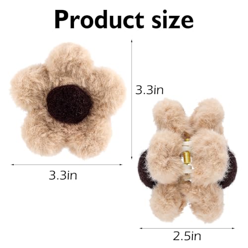 Pinza para cabello con diseño de flor beige miniatura 6