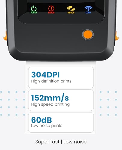 Image of SEZNIK Rudra Thermal Label Printer | Direct Thermal + Transfer | E-Commerce 304 DPI HD Print | USB, Bluetooth, WiFi | Shipping, Jewellery, Excel Print, MRP, Barcode | 1 Year Warranty | No SellerFlex