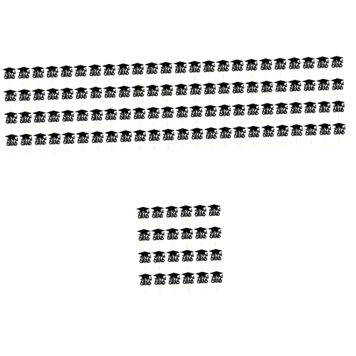 ibasenice 120 Pcs Cupcake of Topper Theme Hat Party Congrats Grad School for Dessert Fournitures High Cuake Ornament Picks Decorations Inserts Food Cap Senior Glitter Decoration Toppers Cover