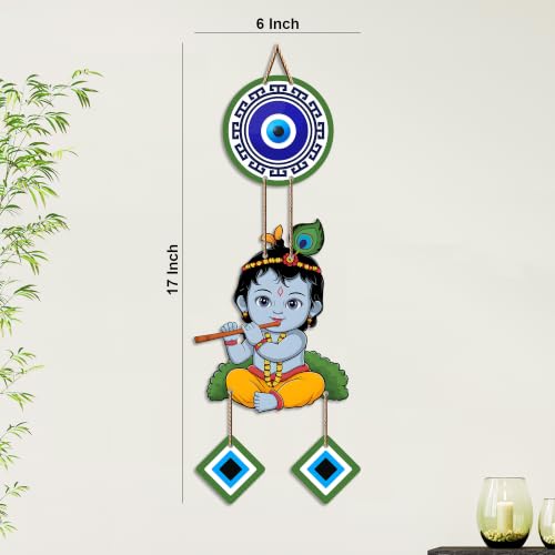 Image of Artvibes Baby Krishna Evil Eye Wall Hanging for Home Entrance Door Decor | Nazar Battu Protection Hanging for Living Room Bedroom Temple | Vastu Positive Energy Decorative Gift (WH 8571N)
