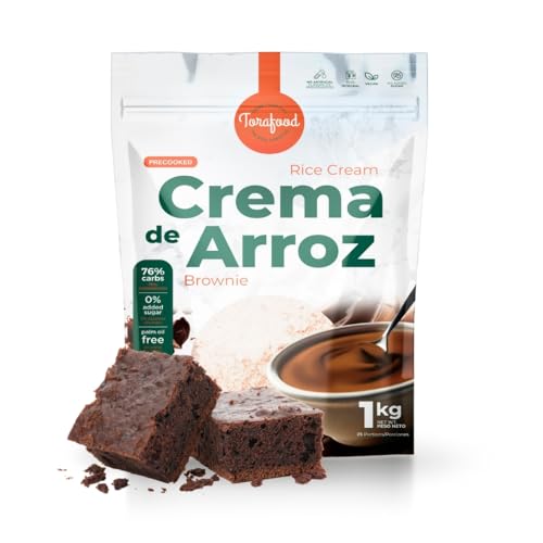 Crema de Arroz Sabor Brownie de 1 kg | Harina de Arroz Precocida 100% Integral Vegana | Fuente de Carbohidratos Instantánea | Torafood