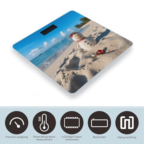 Báscula digital de baño con diseño Snowman on Beach miniatura 3