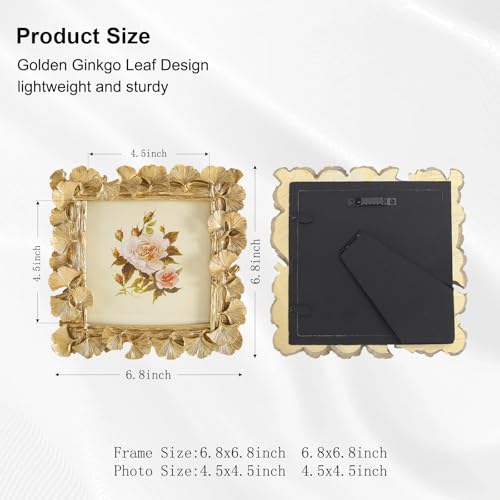 Image of 5x5 Vintage Picture Frames, Picture Frame for Table Top Display and Wall Hanging Home Decor (Gold 02, 5x5 Inch)