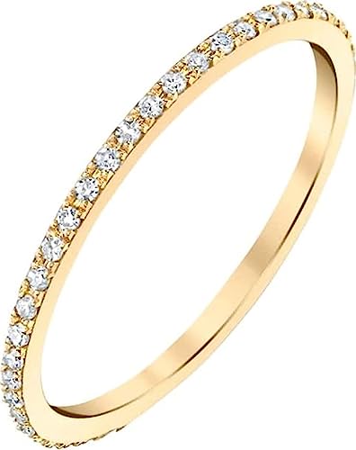 ISAAC WOLF 14K Gold Moissanite Rings Full Eternity Band Promise Ring
