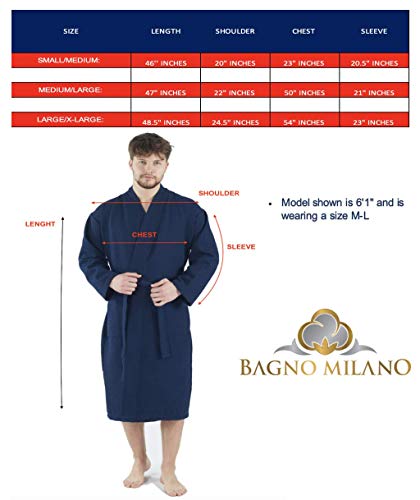 Bagno Milano Mens Waffle Robe – Lightweight Cotton Blend Waffle Bathrobe Men For Spa, Made In Turkey, Large White #TOP1