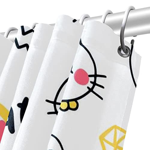 Rideau de douche animaux chat imperméable avec 12 crochets de fixation