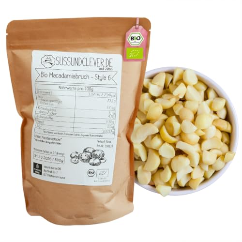 süssundclever.de® Bio Macadamiabruch | Macadamiakerne | 1,0 kg | Macadamia | Style 6 | plastikfrei...
