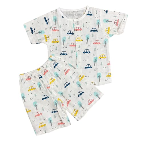Image of Fabrify Organic Muslin Cotton Baby Top and Bottom Set, Sleepsuit Night Dress, Infant Toddler Clothing