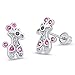 Sterling Silver Rhodium Plated Giraffe Cubic Zirconia Screwback Baby Girls Earrings