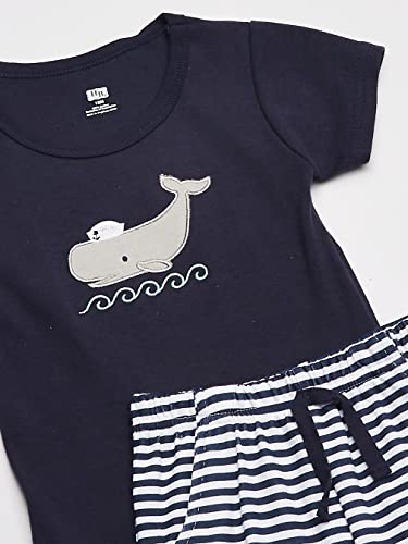 Hudson Baby Unisex Baby Cotton Bodysuit, Shorts And Shoe Set, Sailor Whale, 6-9 Months #TOP1