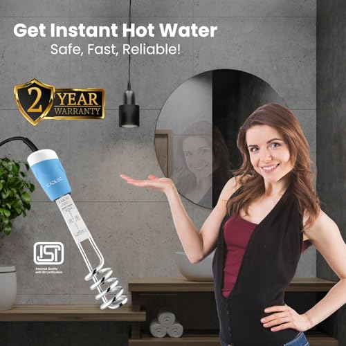 Image of Cadlec HeatJet 1500W Shockproof Japanese Technology Electric Water Heater Immersion Rod With Waterproof & Protection | Instant Heating With Bucket Holder | ISI Certified 2 Year Warranty
