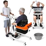 GoHelmate Transfer Lift,Patient Lift Transfer Chair for Home,Patient Lift for Home,Lift Shower Chair,Bathroom Wheelchairs Transfer Chairs for Seniors,Split Seat with Portable Potty & Seat Cus
