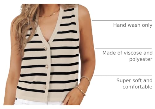 Image of AUTOMET Vest for Women Striped Sweater Vests 2026 Trendy Summer Work Crochet Tops Button Up Business Casual Outfits