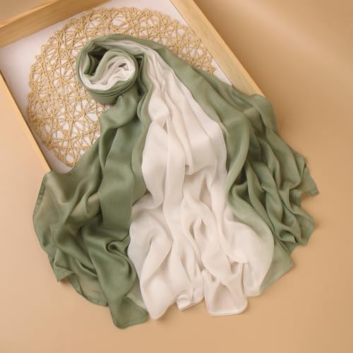 Gradient Dual Color Scarf，Elegant Ombre Headwraps Hijab, Modal Cotton Feel Lightweight Sunscreen Shawls for Women2