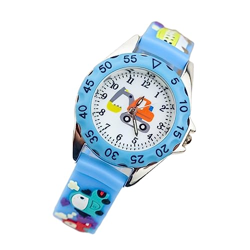 Montre pour enfants avec motif 3D animé d'excavateur, le cadeau d'anniversaire idéal