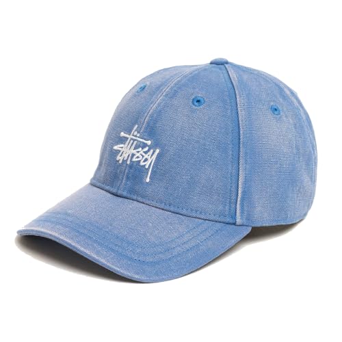 [ステューシー] アジャスタブルバックキャップ ベーシックロゴ刺繍 WASHED BASIC CAP [並行輸入] (Blue)