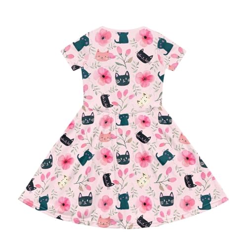 Image of Short Sleeve Dress for Girls with Pockets Cute Toddler Girl Clothes Summer 2-12