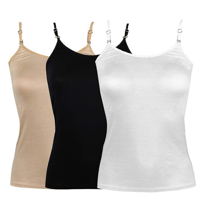 lykor Women's Cotton Regular Fit Camisole Slip Spaghetti Combo Pack of 3-picture-24