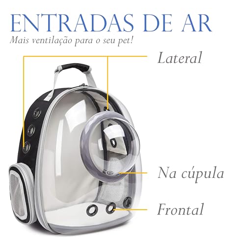 Mochila Transparente Para Transporte de Animais De Estimação, Com Cápsula Externa E Alta Ventilação