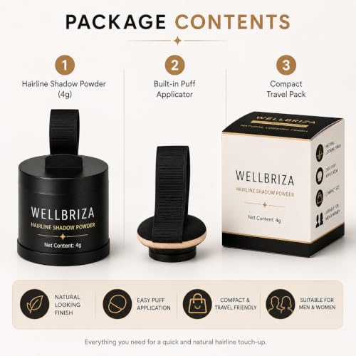 Image of Hairline Shadow Powder 4g for Men & Women | Hair Root Touch Up Powder | Hairline Filling Powder with Puff Applicator | Covers Sparse Hair Appearance | Natural Looking Finish | Easy Daily Use