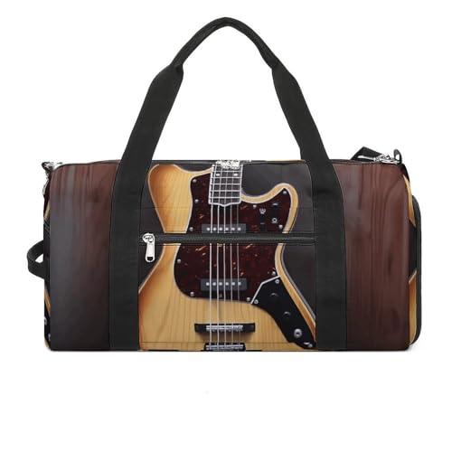 Sac de gym de voyage imprimé guitare et grand sac de sport à fermeture éclair
