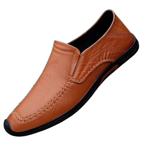 Fashion Men's Loafers Pu Leather Prom Moccasins Shoe Solid Color Round Toe Slip-on