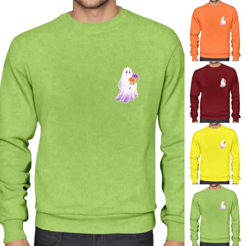 Mens Halloween Ghost Graphic Casual Lightweight Crewneck Sweatshirt - image 1