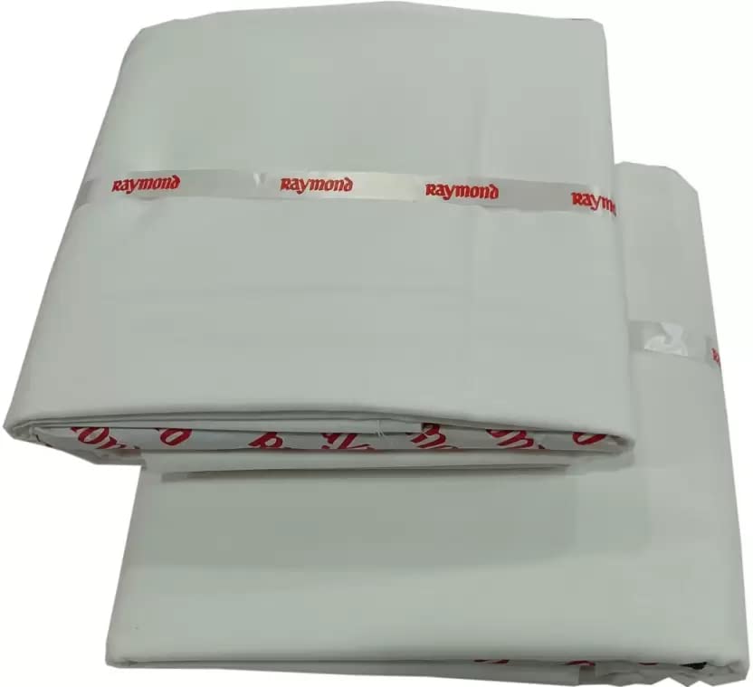 raymond 100% Cotton Pant Shirt Fabric Combo Box (Unstitched, All Weather Fabric White Shirt+ White Trouser)-picture-48