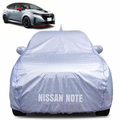 Image of 100% Waterproof Car Body Cover for Nissan Note with Mirror Pocket, Heat & UV Resistant, Triple Stitched, Soft Lining, Bottom Elastic & Piping (Silver Reflective)