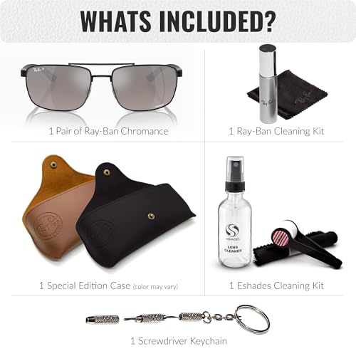Image of Ray-Ban RB3737 CHROMANCE POLARIZED Rectangle Shape Sunglasses for Men & Women with Official Eyewear Kit