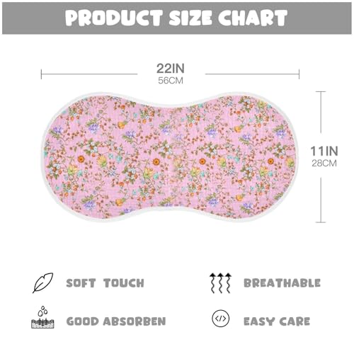 Muslin Baby Burp Cloths Set of 1, Soft Absorbent Pastel Floral Cotton Burping Cloth, Milk Spit Up Rags for Newborn Unisex, 22 x 11 Inch4