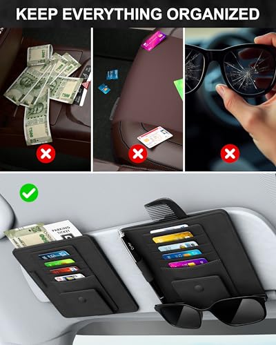 Image of FEDUS Premium Car Organiser and Storage Car Document Holder, Sunglasses Holder for Car, Car Sun Visor Organizer Car all New Accessories Multipocket Pouch Auto Interior Accessories,Truck, SUV Pack-1