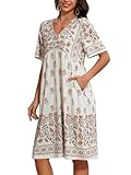 CRIPOM Plus Size House Dresses for Elderly Mumu Dresses for Women Batas De Dormir Para Mujer Grandma Nightgown Mumu Dresses Apricot 4XL