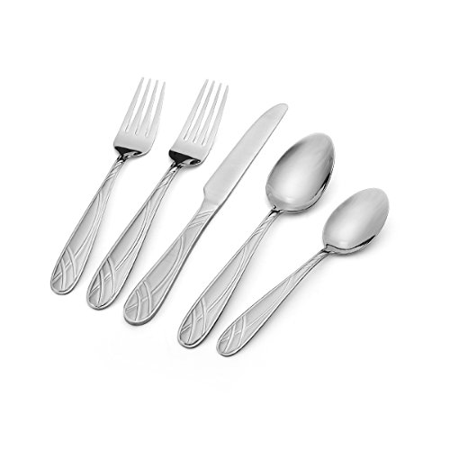 International Silver Hoopla Frost 51-Piece Stainless Steel Flatware Set with Serving Utensils and Extra Teaspoons Service for 8