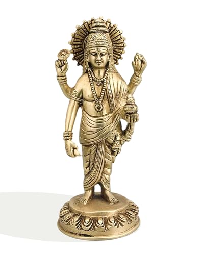 Estatua de Lord Dhanvantari de Latón 8 pulgadas miniatura 2