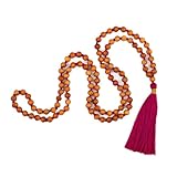 Bodhi Mala Kette mit Sandelholz-Duft und farbiger Quaste in berry, 108 Perlen