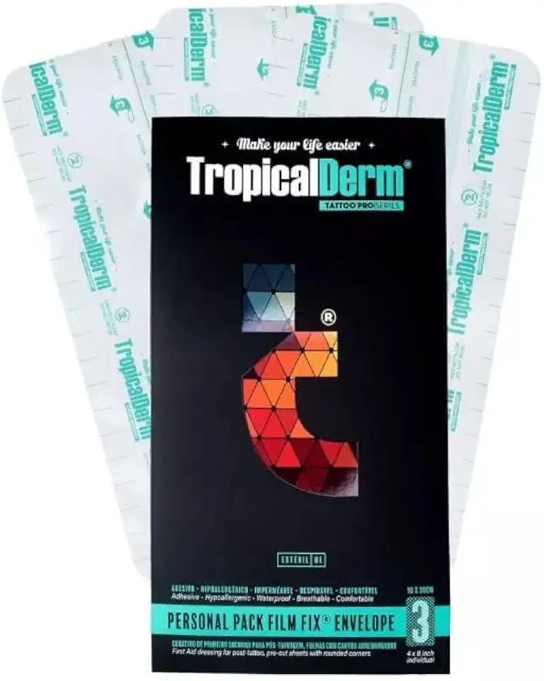 Filme Cicatrizante TropicalDerm Personal 3 Folhas 10x20cm Tatuagem Profissional