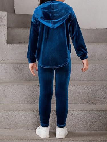 Image of Floerns Girl's Velvet Long Sleeve Hoodie Sweatshirt Leggings Set 2 Piece Outfit