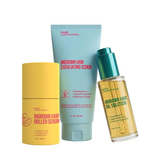 BASE LABORATORIES Ingrown Hair Routine Trio, Ingrown Hair Oil, Exfoliating