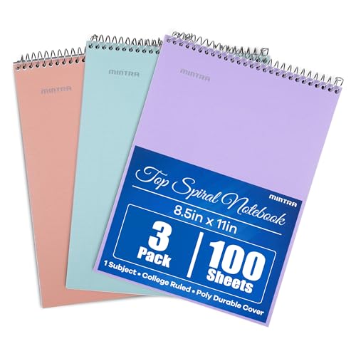 Carnets à spirales durables en lot de 3 couleurs pastel assorties