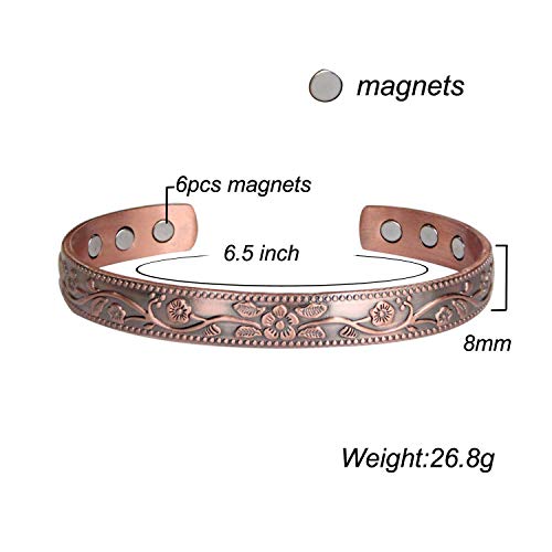Magnetic Copper Bracelet For Women 6.5 Inches Adjustable To Fit Most Wrist With Beatiful Box #TOP1