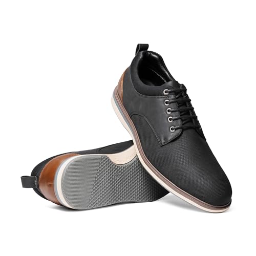 Image of Bruno Marc Men's Dress Shoes Casual Business Oxford | Scaled Synthetic Upper, Soft Removable Footbed, Lace-up Secure Fit, Flexible Outsole for Daily Work & Casual Wear