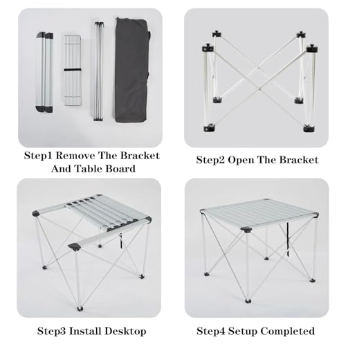 Table de camping pliable en aluminium avec sac de transport solide - 7