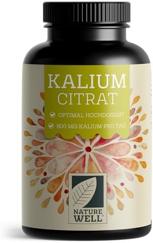 Kalium Kapseln 240x - optimal hochdosiert mit 2240 mg Kaliumcitrat pro Tag, davon 800 mg elementares Kalium - bioverfügbar & verträglich - laborgeprüft mit Zertifikat - Vorrat für